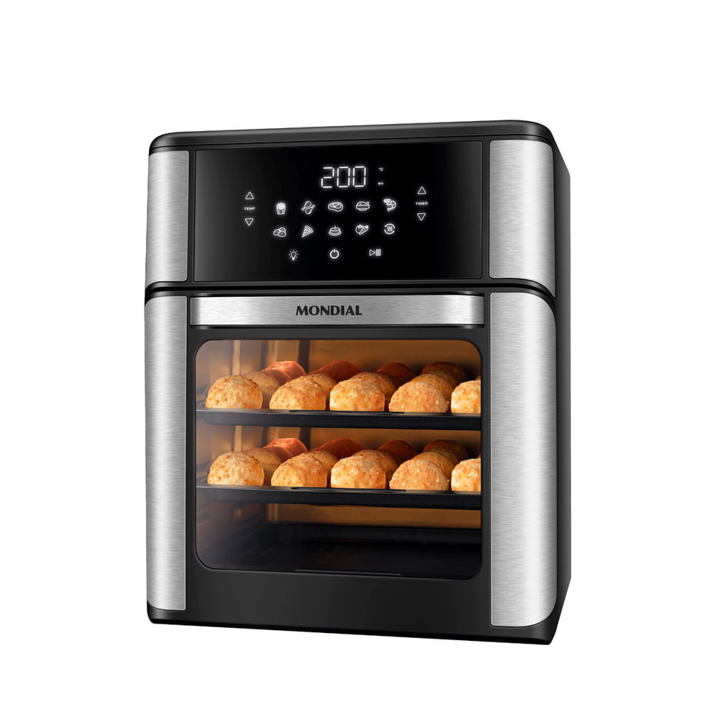 Fritadeira Air Fryer Forno Oven 12L Mondial Preto e Inox AFON-12L-BI